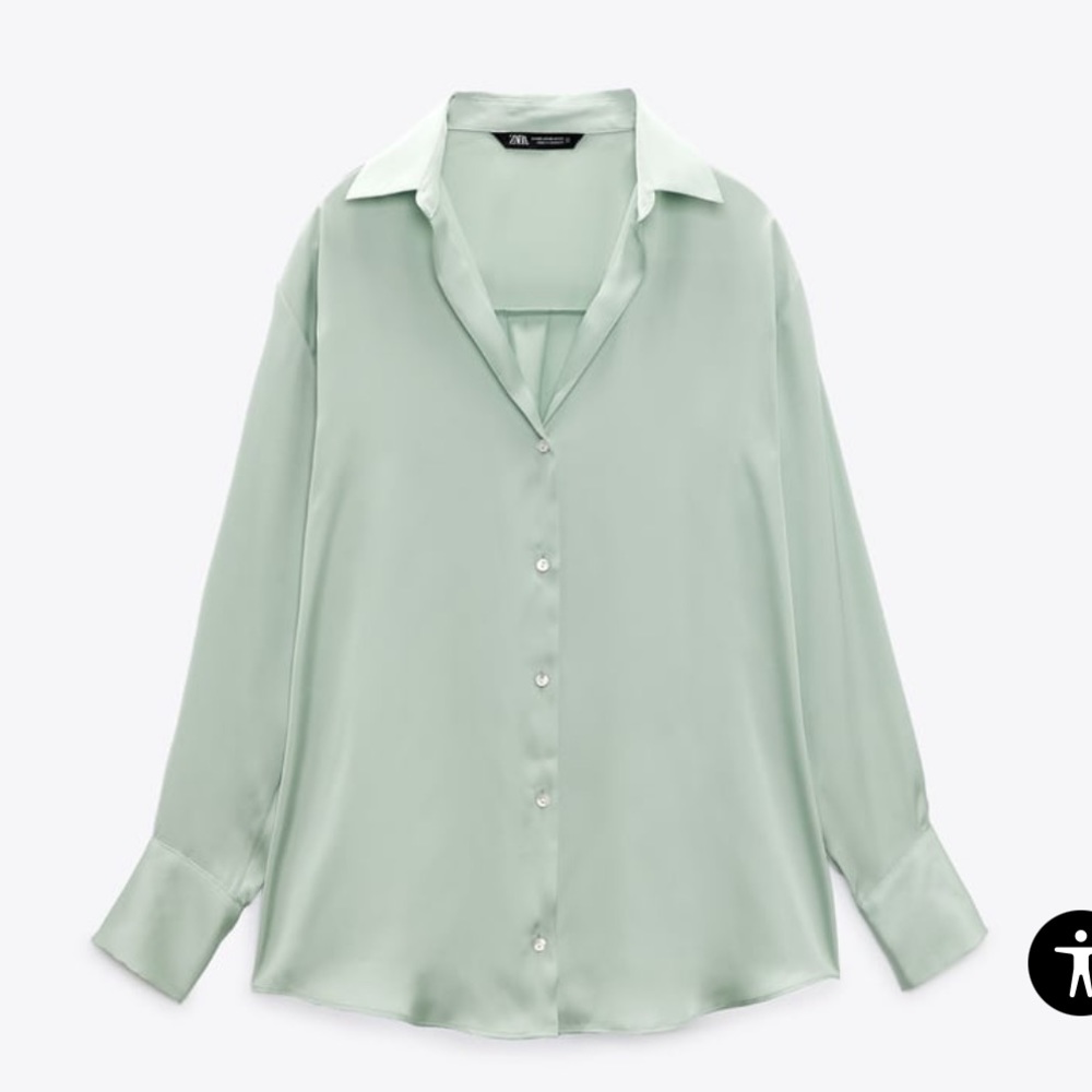 Zara Satin Button Up Shirt